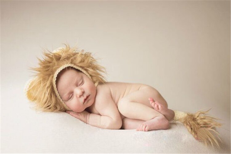 Newborn Photography Clothing Lion Zebra Design Woolen Knitted Baby Boy Girl Pictures Outfits Lionet Hat + Tail 2pcs Costumes